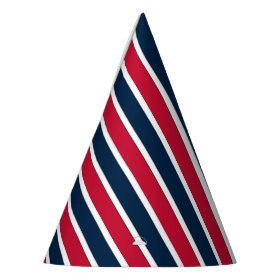 RWB Baseball Coord Stripes 1-PAPER PARTY HATS