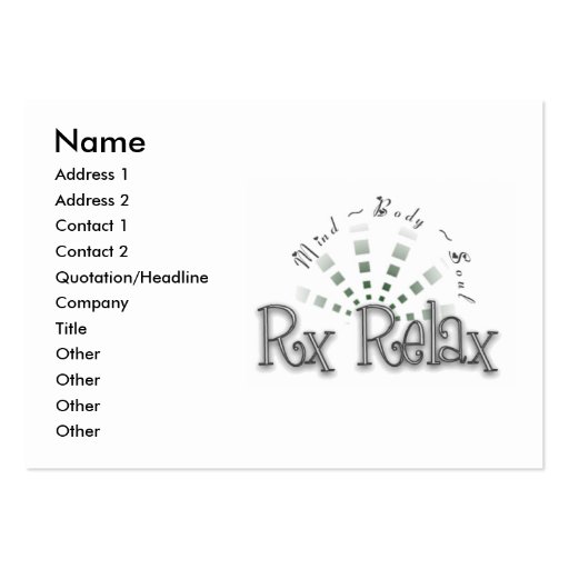RX Relax Business Card (front side)