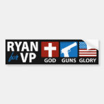 Ryan for VP God Guns Glory Black Bumper Sticker