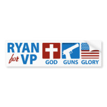Ryan for VP God Guns Glory Bumper Sticker bumper stickers