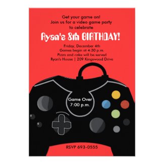 RYAN'S VIDEO GAME PARTY INVITATIONS