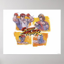 Ryu Vs Ken & Adon Vs Sagat Print