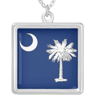 S.C. Large Silver Plated Square Necklace