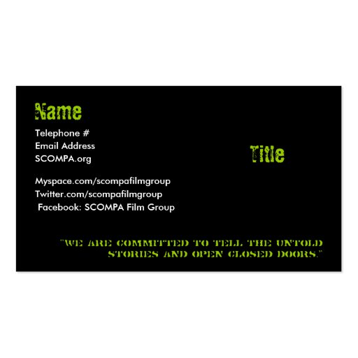 S.C.O.M.P.A. Business Cards (front side)