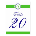 S Dot Circle Monogram Table Number (Lime / Blue) Post Card