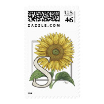 S for Sunflower Monogram Art Postage postage