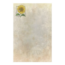S for Sunflower Monogram Art Stationery Design