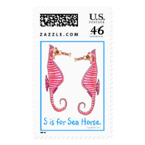 S is for Sea Horse Postage Stamp