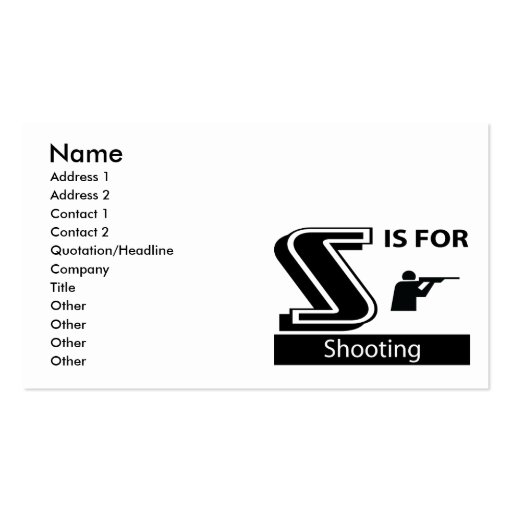 S Is For Shooting Business Card Templates