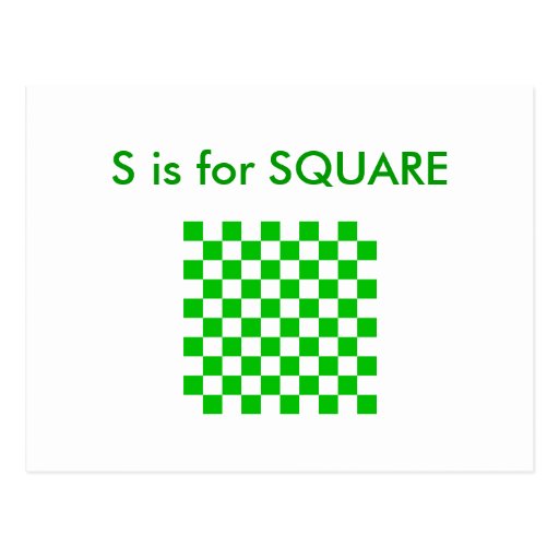 "S" Is For Square Alphabet Flashcard Postcard | Zazzle