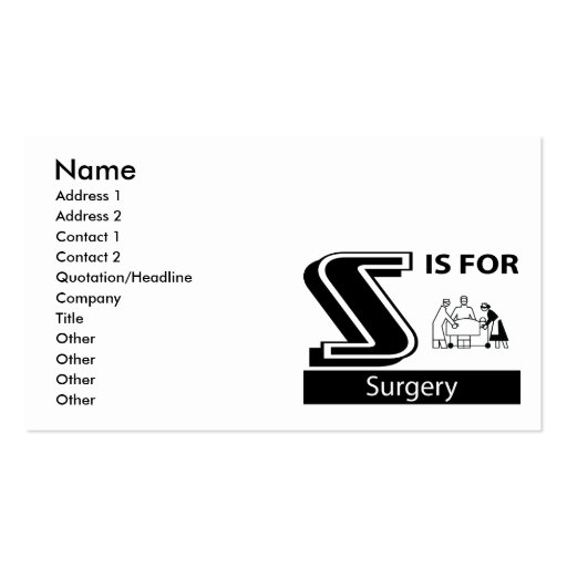 S Is For Surgery Business Cards