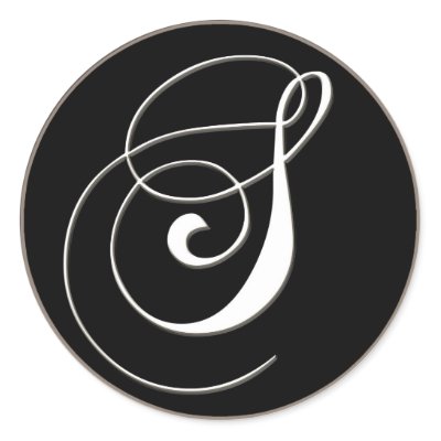 S monogram - elegant black and white sticker