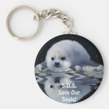 S.O.S. SAVE OUR HARP SEALS KEY CHAINS