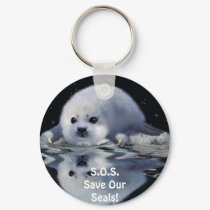 S.O.S. SAVE OUR HARP SEALS keychains by RavenSpiritPrints S.O.S. SAVE OUR HARP SEALS keychains
