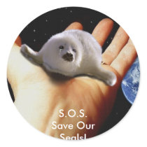 S.O.S. SAVE OUR HARP SEALS stickers by RavenSpiritPrints S.O.S. SAVE OUR HARP SEALS stickers