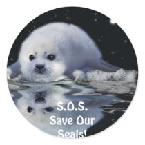 S.O.S. SAVE OUR HARP SEALS stickers by RavenSpiritPrints S.O.S. SAVE OUR HARP SEALS stickers