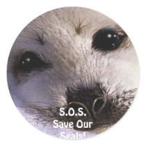S.O.S. SAVE OUR HARP SEALS stickers by RavenSpiritPrints S.O.S. SAVE OUR HARP SEALS stickers