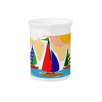 SA- Colorful Sailboat Primitive Art