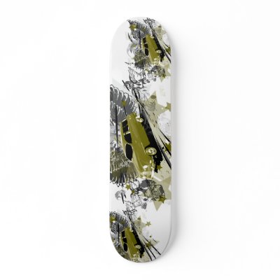 Saab-95 goes to heaven - pea green skate board deck by griffingear