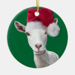 Saanen Goat Santa Hat Christmas Ornament ornaments