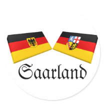 Saarland, Germany Flag Tiles Round Stickers