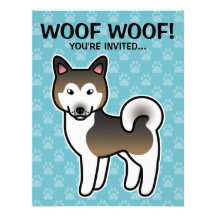 Sable And White Cartoon Alaskan Malamute Custom Invites