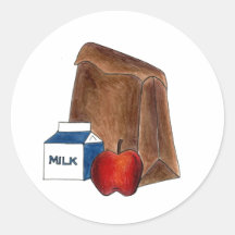 Sack Lunch Round Sticker