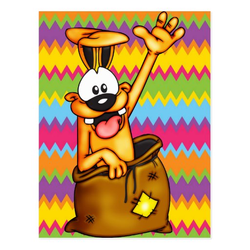 Sack Race Cartoon Dog Postcards
