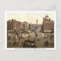 Antique Dublin postcard O'Connell Monument & Nelsons Pillar