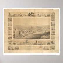 Sacramento, CA. Panoramic Map 1857 (0066A) Print