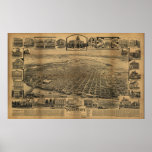 Sacramento California Antique Panoramic Map Posters