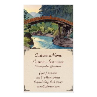 Sacred Bridge in Nikko Hiroshi Yoshida hanga art Business Cards