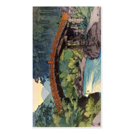 Sacred Bridge in Nikko Hiroshi Yoshida hanga art Business Cards (back side)