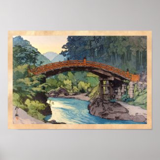 Sacred Bridge in Nikko Hiroshi Yoshida hanga art Poster