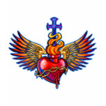 Sacred Heart Angel Wings Design T Shirt