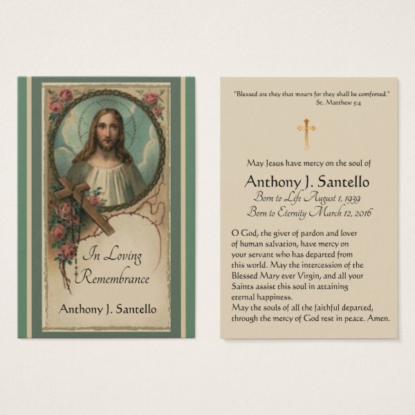 custom sacred heart catholic funeral memorial holy card