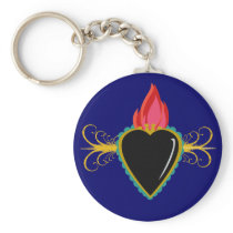 Sacred Heart Milagro & Flourishes Custom Keychain