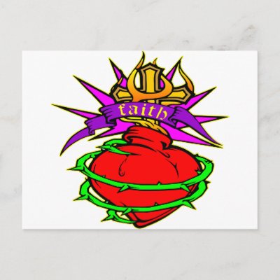 Sacred Heart of Jesus Christ Faith Tattoo Post Cards by Tattoo Time