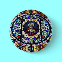 Sacred Heart of Jesus Stained Glass Window buttons by Artists4God Sacred Heart of Jesus Stained Glass Window buttons