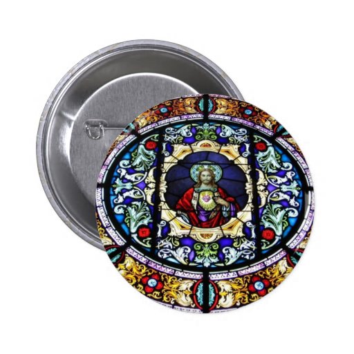 Sacred Heart of Jesus Stained Glass Window Buttons