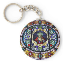 Sacred Heart of Jesus Stained Glass Window Keychains