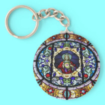 Sacred Heart of Jesus Stained Glass Window keychains by Artists4God Sacred Heart of Jesus Stained Glass Window keychains