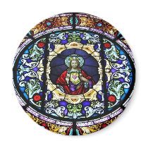Sacred Heart of Jesus Stained Glass Window Refrigerator Magnets