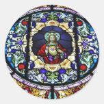 Sacred Heart of Jesus Stained Glass Window Round Stickers