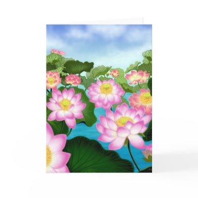 Sacred Lotus Flowers Greeting Card by twopurringcats