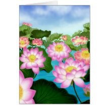 Sacred Lotus Flowers Greeting Card