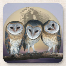 Sacred owls beverage coasters