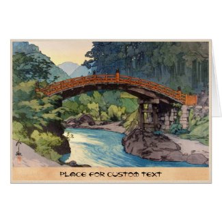 Sacret Bridge in Nikko Hiroshi Yoshida hanga art Card