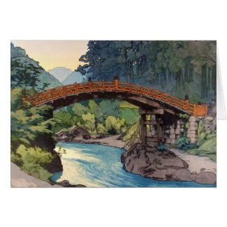 Sacret Bridge in Nikko Hiroshi Yoshida hanga art Greeting Card