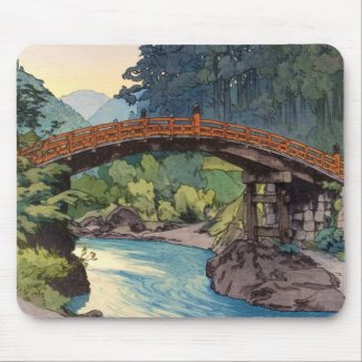 Sacret Bridge in Nikko Hiroshi Yoshida hanga art Mousepad